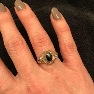Onyx silver design ring